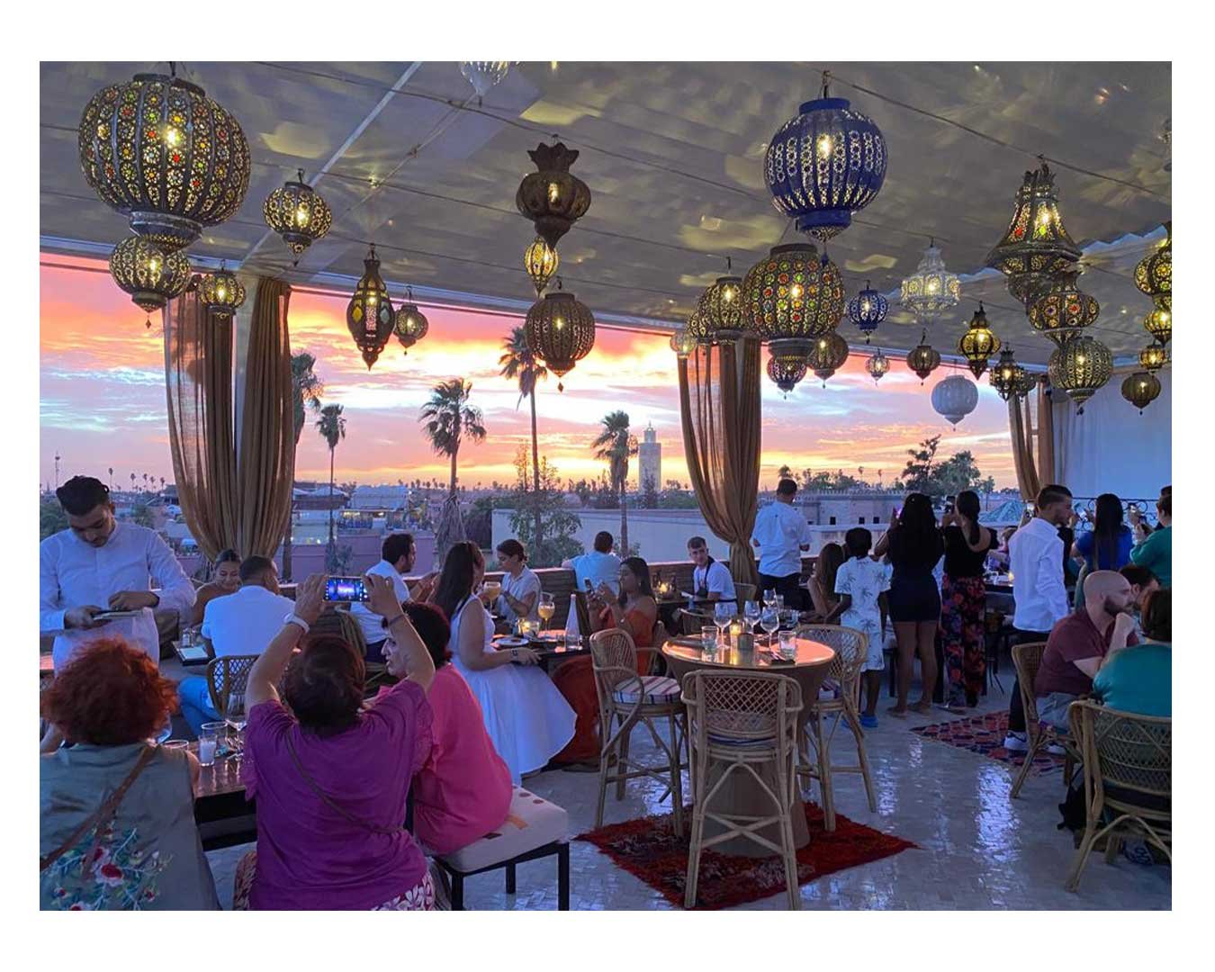 Experience rooftop dining in Marrakech