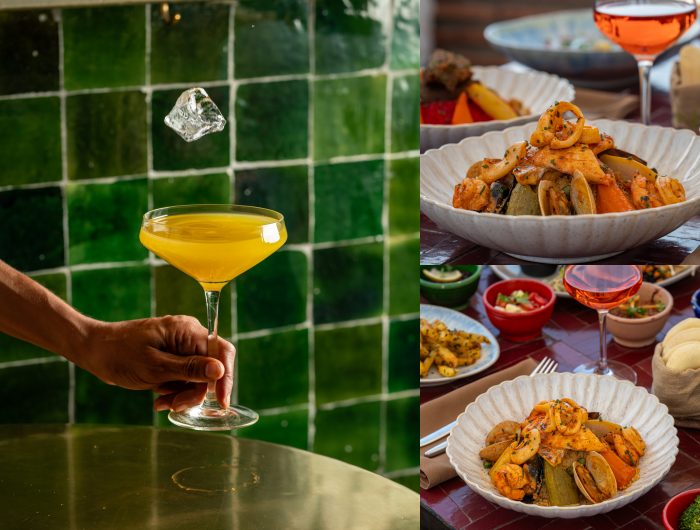 Rooftop restaurant lunch Marrakech with panoramic views of Koutoubia Mosque and Atlas Mountains at Dardar Rooftop
