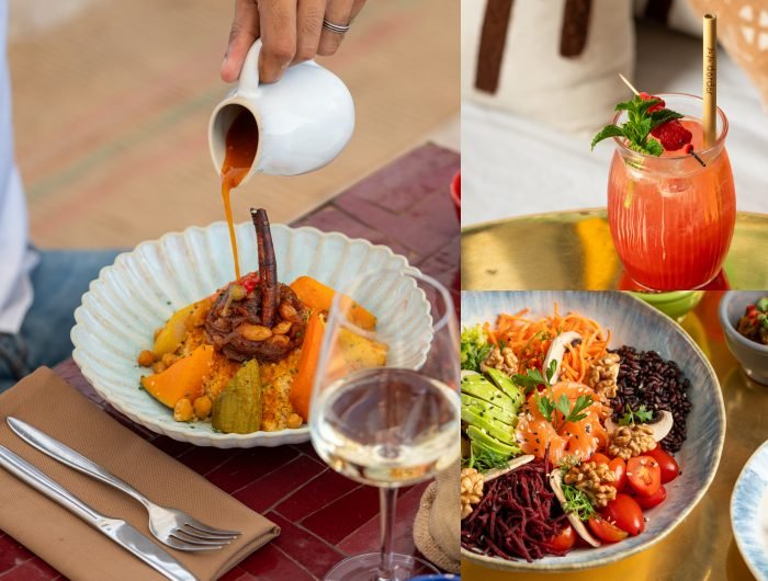 Dardar Rooftop Restaurant in Marrakech with panoramic views of Koutoubia Mosque and Atlas Mountains at sunset